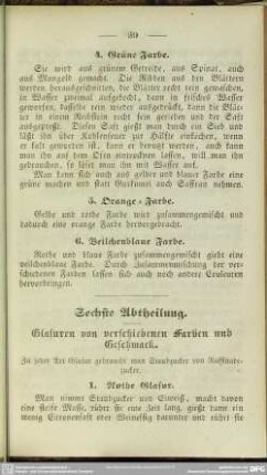 Sechste Abtheilung. Glasuren von verschiedenen Farben und Geschmack