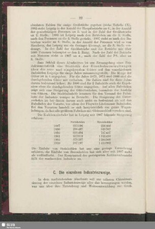 C. Die einzelnen Industriezweige