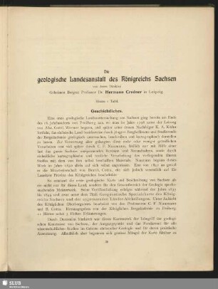 Die geologische Landesanstalt des Königreichs Sachsen