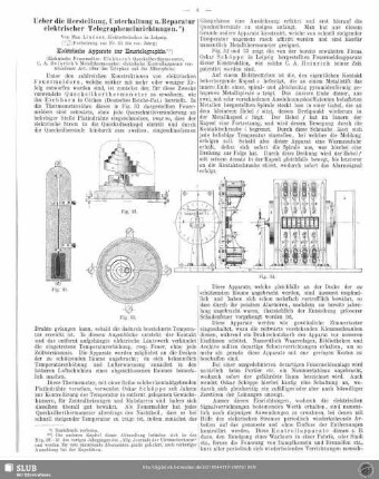 Ueber die Herstellung, Unterhaltung u. Reparatur elektrischer Telegrapheneinrichtungen (Fortsetzung aus Nr. 51 des vor. Jahrg.) : Elektrische Apparate zur Haustelegraphie