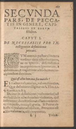 Secunda Pars, De Peccatis In Genere, Capitalibus Et Eorum filiabus.