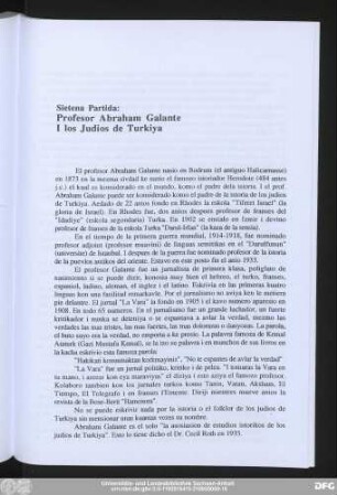 Sietena Partida: Profesor Abraham Galante I los Judios de Turkiya