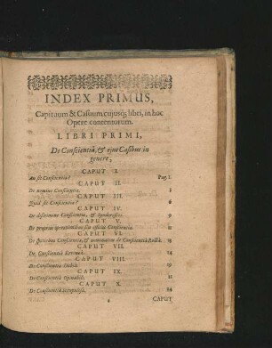 Index Primus. Capituum & Casuum cuiusque libri