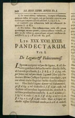 942-962, Tit. I. De Legatis & Fideicommiss -