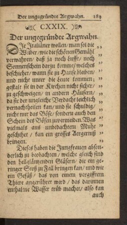 (CXXIX.) Der ungegründete Argwahn.