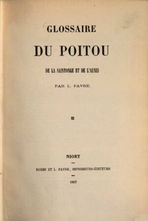 Glossaire du Poitou, de la Saintonge et de l'Aunis