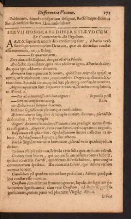 Servii Honorati Differntiae Vocum, Ex Commentariis Ad Virgilium.