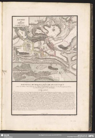 Bataille De Bergen Prés De Francfort. entre les Alliés commandés par le Prince Ferdinand de Brunsvic et les Français aux Ordres du Duc de Broglie le 13. Avril 1759