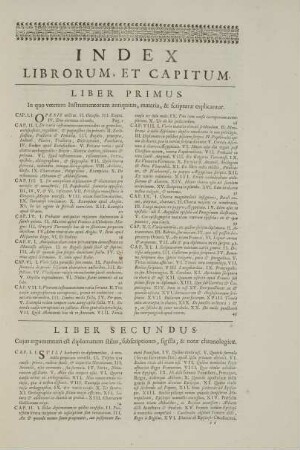 Index Librorum, et Capitum