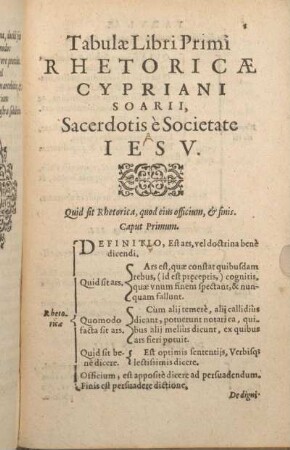 Tabvlae Libri Primi Rhetoricae Cypriani Soarii, Sacerdotis è Societate IESV.