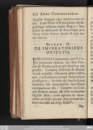 Sectio II. De Imperatoribus Orientis.