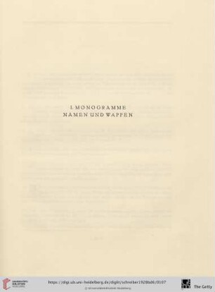 I. Monogramme, Namen und Wappen