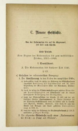 Erste Periode. Vom Beginn der Reformation bis zum westfälischen Frieden, 1517 - 1648
