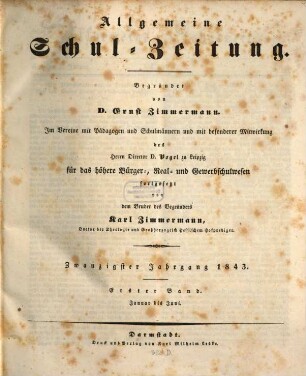 Allgemeine Schulzeitung. 20, 20. 1843