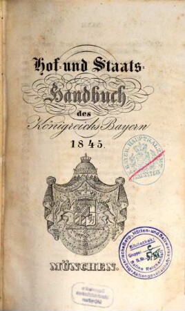 Hof- und Staatshandbuch des Königreichs Bayern. 1845