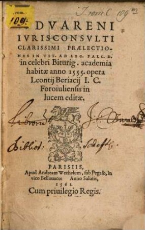 Praelectiones in Tit. ad Leg. Falc.