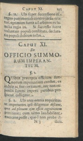 Caput XI. De Officio Summorum Imperantium.