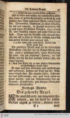 Freytags Abends. Die zehende Regel