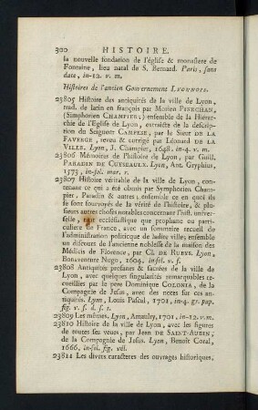 300-320, Histoires de l´ancien Gouvernement Lyonnois