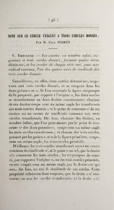 Note sur le cercle tangent a trois cercles donnés.