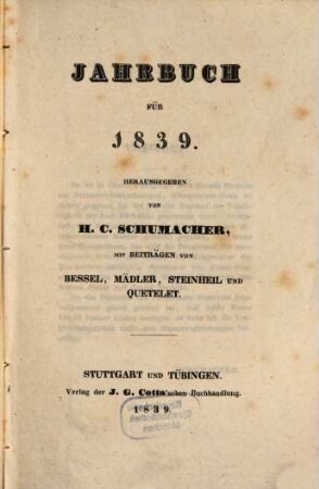 Jahrbuch : für .... 1839