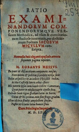 Ratio examinandorum componendorumque versuum methodica : ad usum et exercitationem studiosae iuventutis