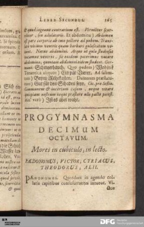 Progymnasma Decimum Octavum. Mores in cubiculo, in lecto.