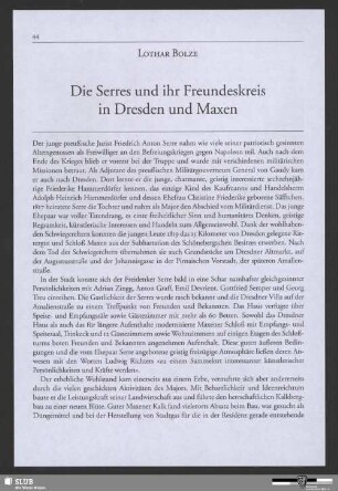 Die Serres und ihr Freundeskreis in Dresden und Maxen