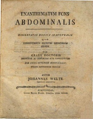 Exanthematum fons abdominalis : dissertatio medica inauguralis