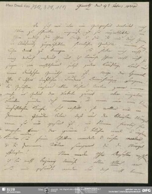 Eigenh. Brief von Luise von Voss an August Wilhelm von Schlegel, Groß Gievitz, 04.02.1800