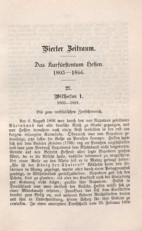 Vierter Abschnitt. Das Kurfürstentum Hessen. 1803 - 1866.