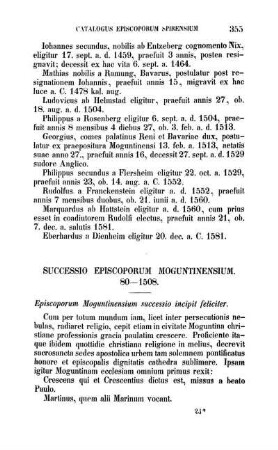 Successio Episcoporum Moguntinensium. 80 - 1508.