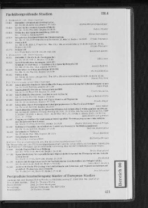 Postgraduiertenstudiengang Master of European Studies
