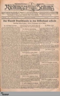 Riedlinger Zeitung : Tag- und Anzeigeblatt für den Bezirk Riedlingen