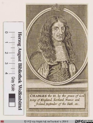 Bildnis Karl (Charles) II. (Stuart), König von England u. Schottland (reg. 1660-85)