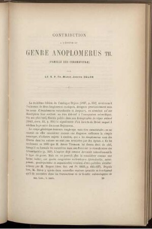 Contribution A L'etude Du Genre Anoplomerus Th.