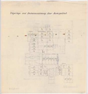 Villa von der Heydt, Berlin-Tiergarten Umbau: Trägerlage und Deckenausbildung über dem Kellergeschoss 1:100