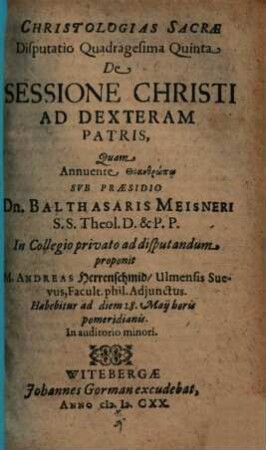 De Sessione Christi Ad Dexteram Patris