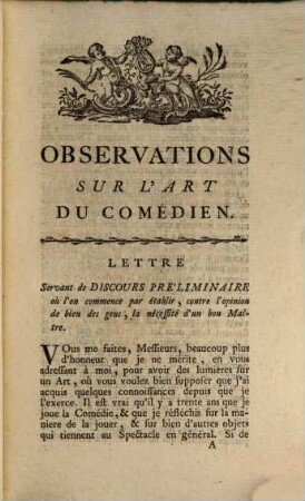 Observations sur l'Art du Comédien