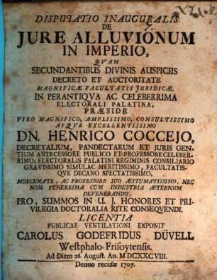 Diss. inaug. de iure alluvionum in imperio