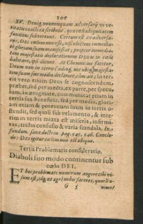 Tertii Problematis confideratio. Diaboli suo modo continentur sub coelo Dei.