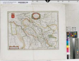 [Vorderseite:] Clivia ducatus et Ravestein dominium [Herzogtum Kleve und Herrschaft Ravenstein; mit der Grafschaft Moers, dem kurkölnischen Amt Rheinberg sowie Teilen von Geldern, Brabant, Zutphen und Westfalen]. - [Rückseite: Beschreibung in niederländischer Sprache].