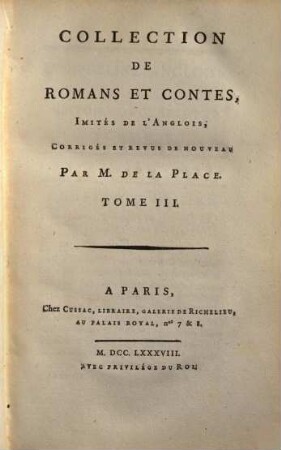 Collection de romans et contes, imités de l'anglois, 3
