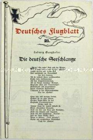 Flugblatt mit zwei patriotischen Gedichten von Ludwig Ganghofer