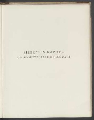 Siebentes Kapitel: Die unmittelbare Gegenwart