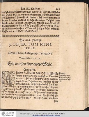 Die XIX. Predigt 9. OBJECTUM MINISTERII.