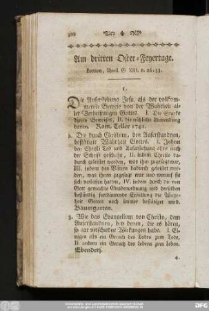 Am dritten Oster-Feyertage. Lection, Apost. G. XIII. v. 26 - 33.