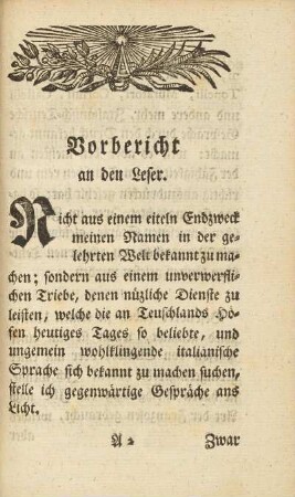 Vorbericht an den Leser.