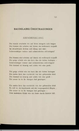 Baudelaire-Übertragungen / [Stefan George]