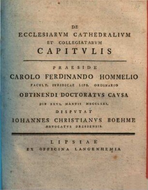 De ecclesiarum cathedralium et collegiatarum capitulis